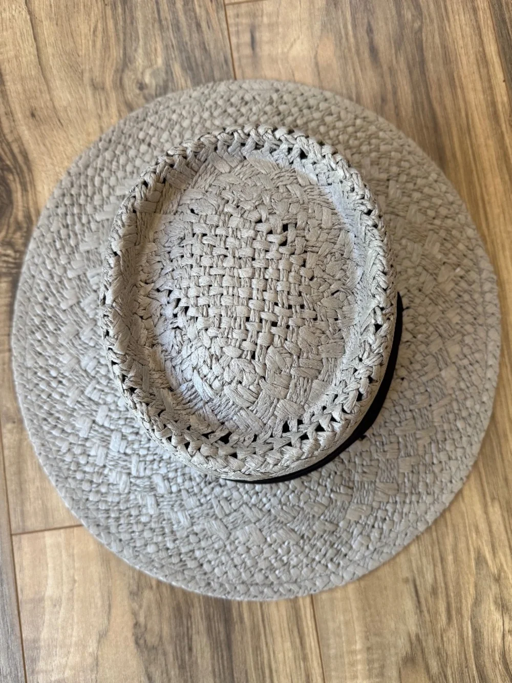 Paper Straw Hat With Ribbon Trim
